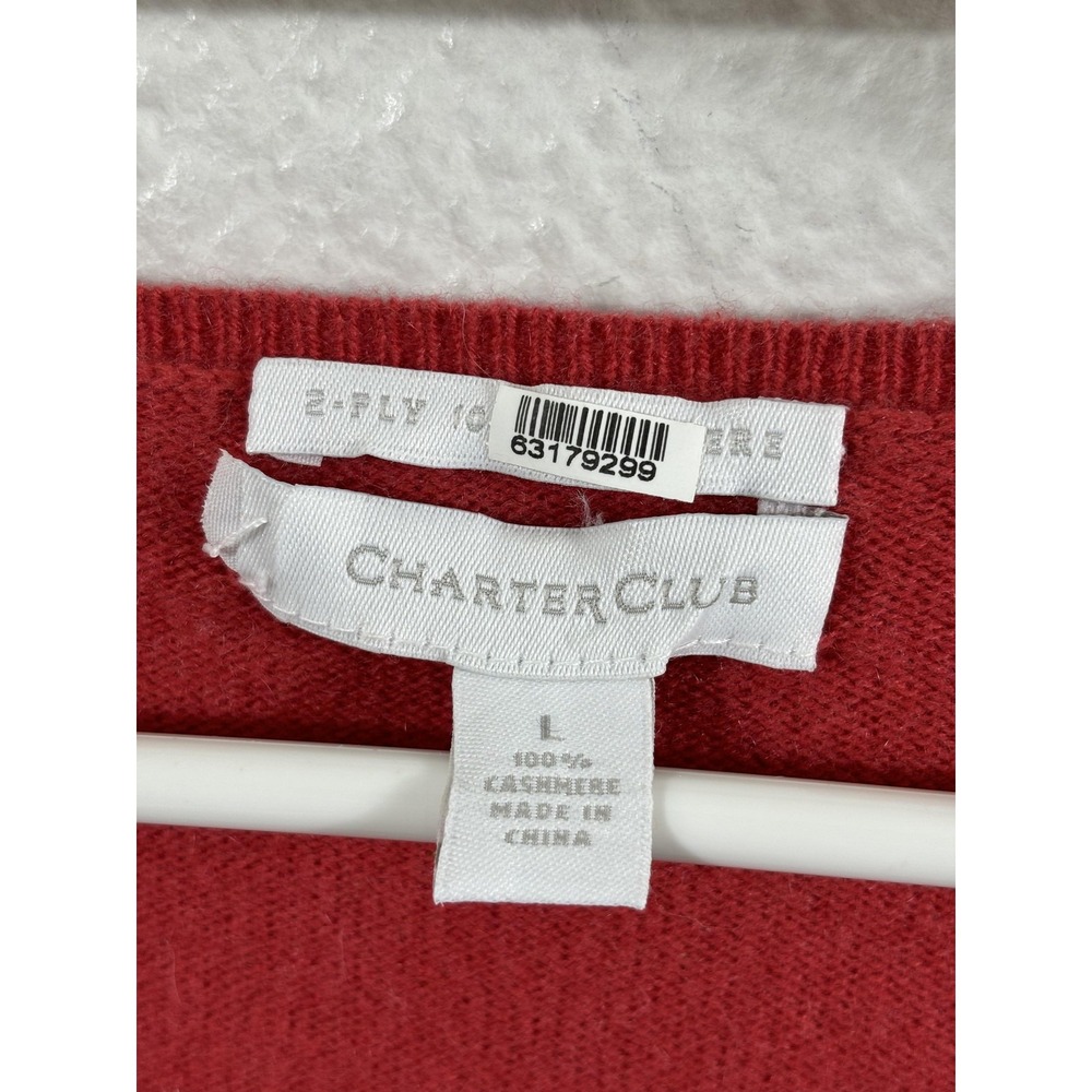 Charter Club Sweater Womens Large Orange V Neck 2 Ply 100% Cashmere Pullover - Picture 5 of 7
